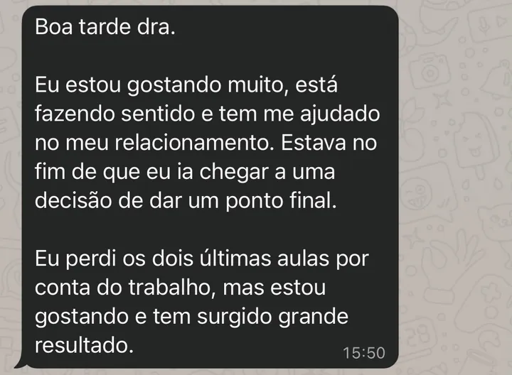 Depoimento 5 enviado por mensagem
