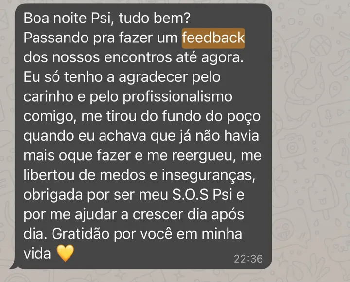 Depoimento 6 enviado por mensagem